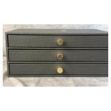 Black Faux Leather 3-Drawer Jewelry, and Desk