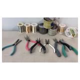 Wire, Pliers, and Chain for Wire crafts. Copper,