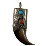SES NAVAJO STERLING BEAR-CLAW PENDANT
