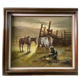 JOHN STANFORD WESTERN OIL ON CANVAS