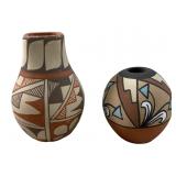 2 PC SIGNED POLYCHROME JEMEZ POTTERY