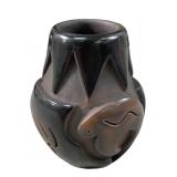 ANITA SUAZO 'BLACK & RED BEAR' POTTERY VASE