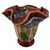 Hand Made Wave Art Glass Vase