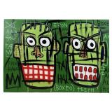 JEAN MICHEL BASQUIAT ATTRIBUTED ACRYLIC ON CANVAS