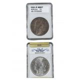 1879 & 1921 GRADED MORGAN SILVER DOLLARS