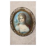 antique miniature hand painted portrait
