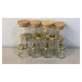 about 15 Glass Storage Jars for Food, Beads,