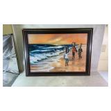 T.Ellis 'Caribbean Seascape' print on board