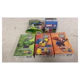 3 Marvel Trading card packs, Marvel bobble heads