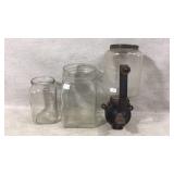 Vintage grinder and glass jars
