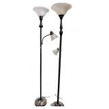 2 Floor Lamps with Adjustable Arms, Glass Shades