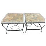 2 Smith And Hawken Tile Top Iron Base Outdoor