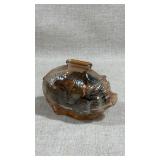 vintage piggy bank iridescent amber marigold