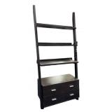 72 in. Cappuccino Wood 4-shelf Ladder Bookcase