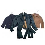 (3) Victorian-era black silk bodice & Wool B