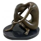 Signed Colinet 'Seated Nude Pose' bronze sculpture