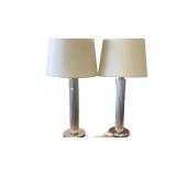 2 Modern Stainless Steel Tanle Lamps Dual Light