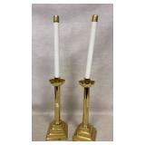 2 polished brass altar candlesticks, 23' tall