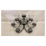 metal and glass votive candle holder centerpiece