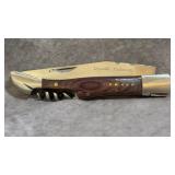 Laguiole Pocket Knife with Corkscrew Wood Handle