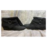 DKNYC Black Suede Wedge Boots