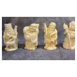 Vintage Asian Faux Mudmen Wise Men Warrior Statues