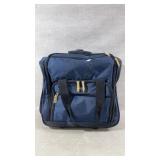 Blue Rolling Travel Bag With Multiple Compartments