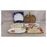 Decorative Plates and Wooden Pumpkin Board