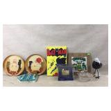 Glass bird, collectible mini clock, wall art