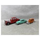 Three Diecast Vintage Cars With Color Details
