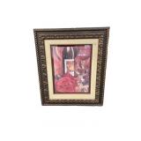 Signed Still Life Artwork Roses, Wine