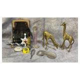 Vintage Solid Brass Giraffe Figurines, HWC