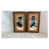 (2) Marie Billie Navajo sand paintings