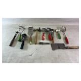 Vintage Kitchen Tools wooden handles , 13 Pieces