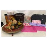 Small Pouches, Baskets. Large bowl with fake