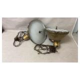 2 Mid Century Swag Retractable Brass Hanging Lamps