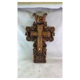 hand-carved wooden wall cross