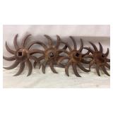 antique cast iron rotary hoe wheel
