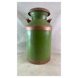 Antique green colored milk jug
