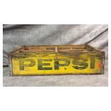 Vintage Wooden Pepsi Glass Soda Bottle Crate