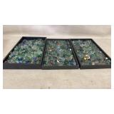 Glass Marbles in Three Trays