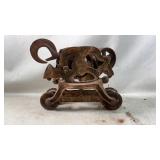 Rustic Iron Pulley System With Hook and Wheels