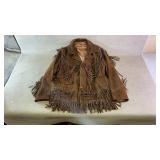 Vintage brown leather fringe jacket