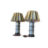 2 Vintage Porcelain Modernist Table Lamps