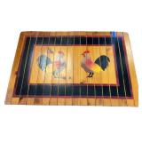 Vtg Wooden Slat ROOSTER Floor Mat