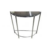 Smoke Glass /Chrome Half Moon Entry Table