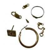 Assorted 10 & 14k gold clasp earring ring pin &