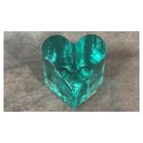 Signed Fire and Light Aqua Green Recycled Glass