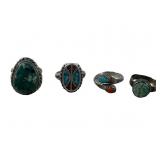 4 Vintage Native American Sterling Silver Rings