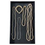 5 Vintage Pearl Necklaces & Bracelet
